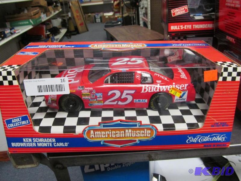 lot 16 image: 1995 Ertl American Muscle #25 Schrader Budweiser NASCAR 118 Die Cast Car