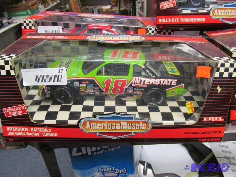 lot 17 image: 1992 Ertl American Muscle #18 Jarrett Interstate Batteries NASCAR 118 Die Cast Car