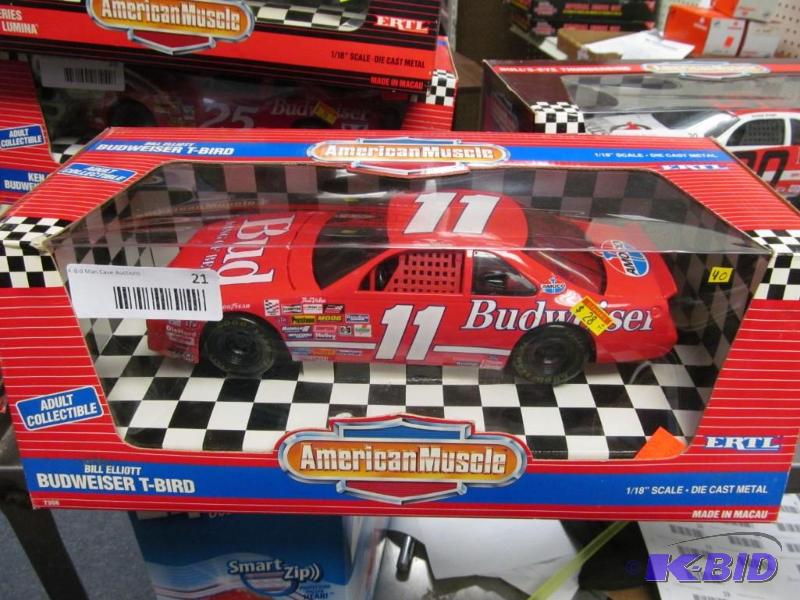 lot 21 image: 1993 Ertl American Muscle #11 Elliot Budweiser NASCAR 118 Die Cast Car