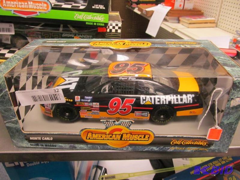 lot 32 image: 1996 Ertl American Muscle #95 Green Caterpiller NASCAR 118 Die Cast Car