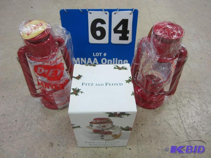 lot 64 image: Fitz & Floyd Snowman & Dietz Lanterns