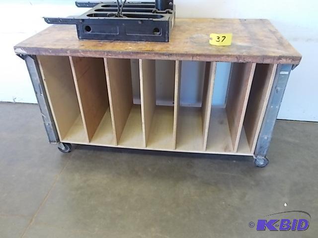 lot 37 image: Rolling Work Bench, Wood Top, 30" x 60&q...