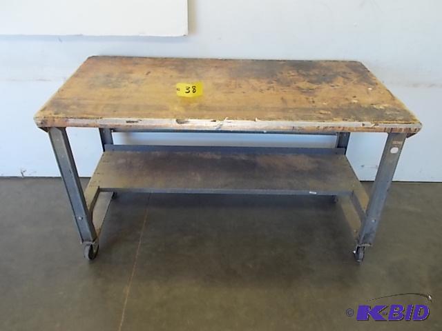 lot 38 image: Rolling Work Bench, Wood Top, 30" x 60&q...