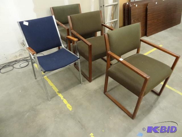 3 Wood Framed and 1 Metal Framed Side Chair...