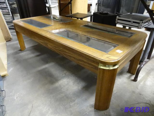 Vintage Wood Coffee Table with Glass inserts....