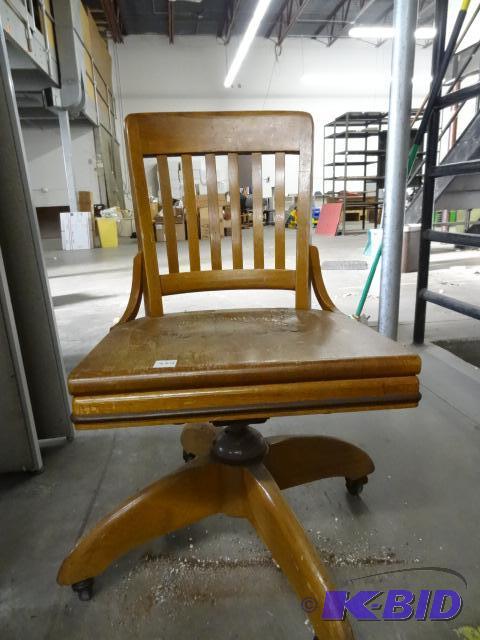 Vintage Wood Office Chair. Seat Could use som...