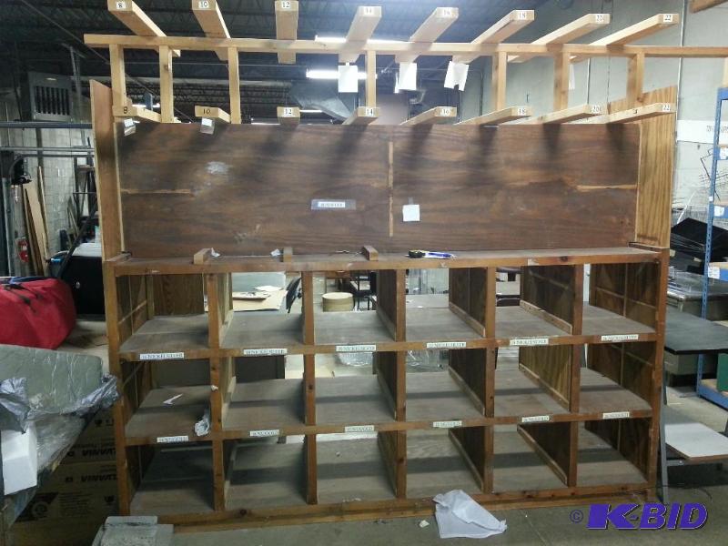 8 x 2 x 7 wood storage unit. 18 cubbies.&n...