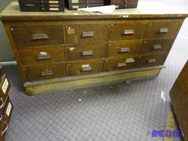 Vintage Wood Drawer Cabinet. 12 Drawer 61 x 2...