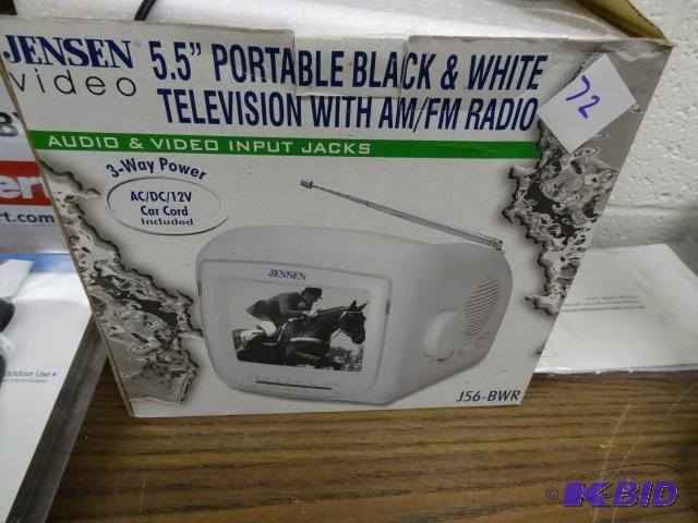 Jensen B and W Portable TV with AM FM Radio...