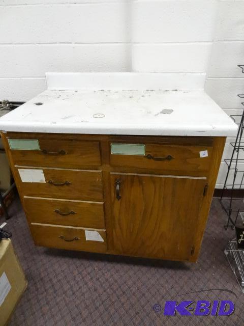 Wood Cabinet with Laminate Top. 5 Drawer and ...