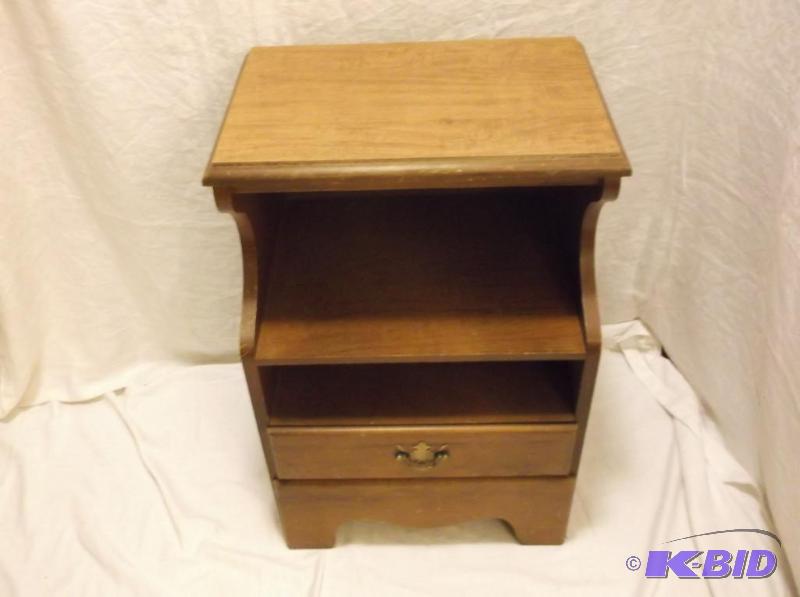 Vintage one drawer two shelf nightstand measu...