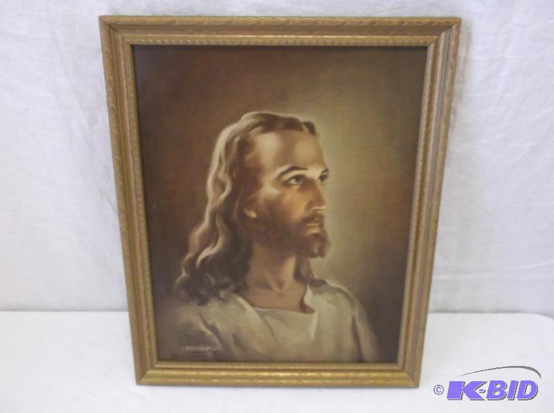 Vintage religious picture signed Warner Sallm...