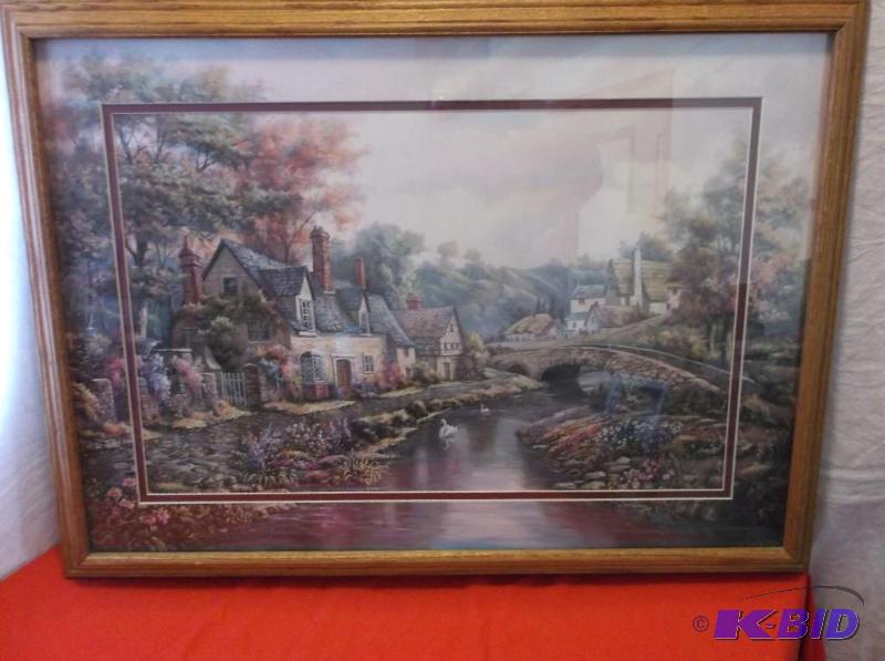 Beautiful framed print in solid oak frame mea...