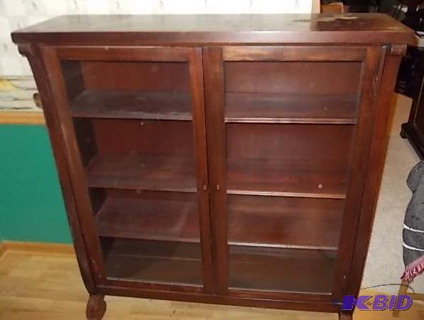 Antique Glass Door Book Case With 3-Adjustabl...