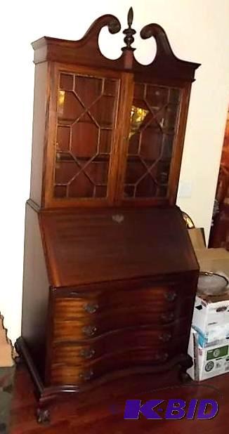 Antique Hutch Top Secretary Desk (2-Pieces) 3...
