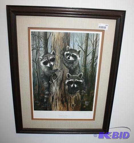 lot 108 image: Framed and matted art, &quotThree in a Tree&...