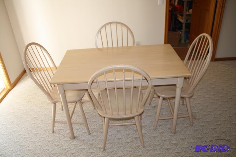 lot 112 image: Light colored wood table with 4 chairs Athol ...