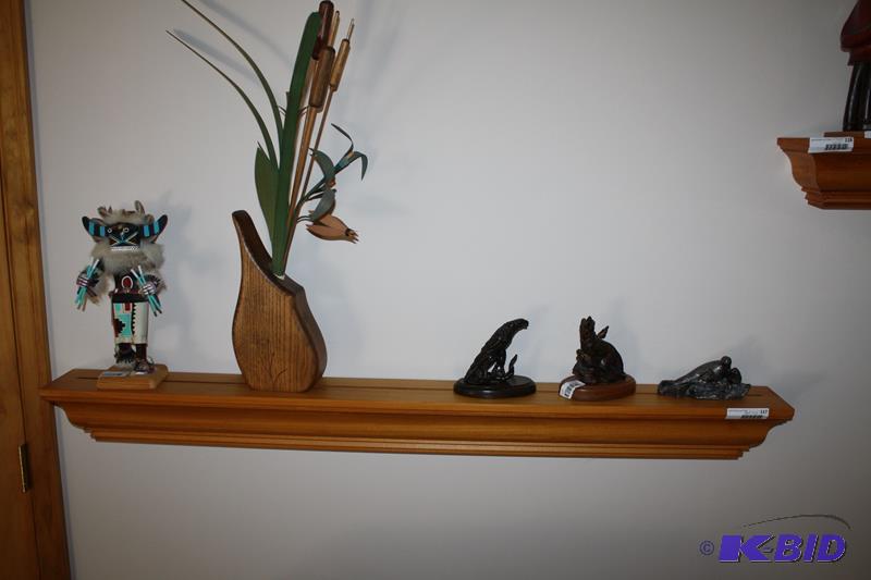 lot 117 image: Wood wall shelf ONLY. Contents offered in oth...