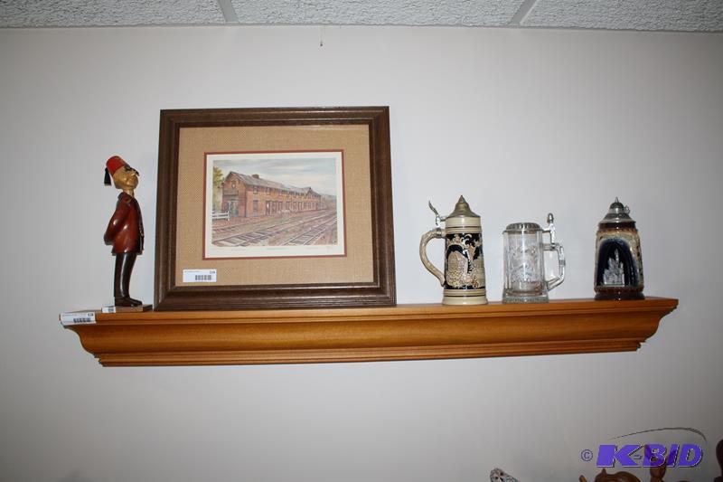 lot 118 image: Wood wall curio shelf - contents not included...