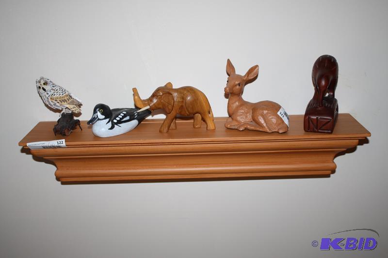 lot 122 image: Wood wall shelf - contents sold in another lo...