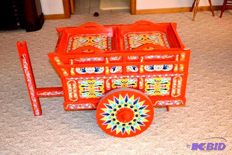 lot 134 image: Hand painted Patio beverage cart 17x24x43&quo...