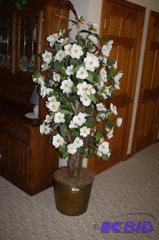 lot 141 image: Silk flowering&nbsptree in pot 54" tall...
