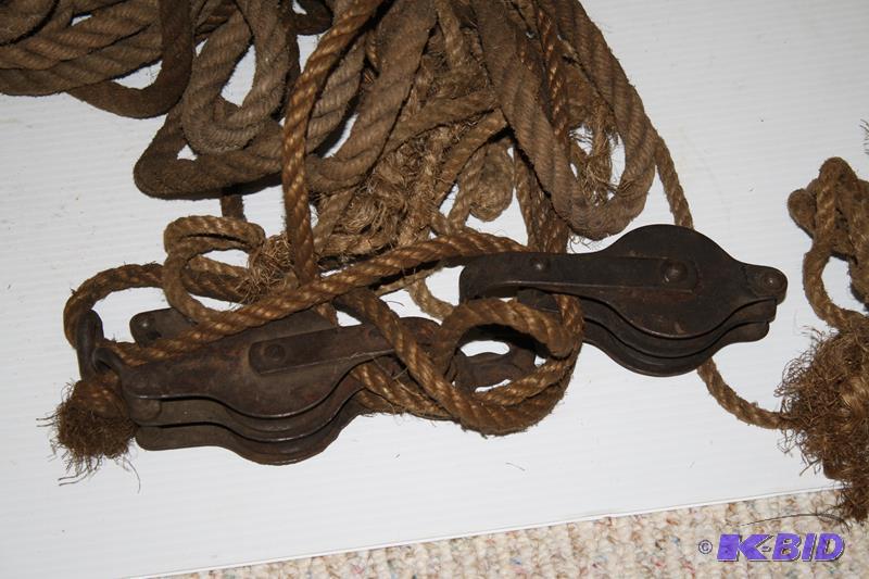 lot 157 image: Antique block & tackle large painters tar...