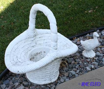 lot 172 image: Large Concrete planter and duck- looks like a...