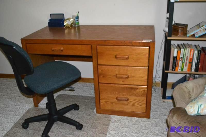 lot 175 image: Nice wood desk with filing drawer 48x24"...
