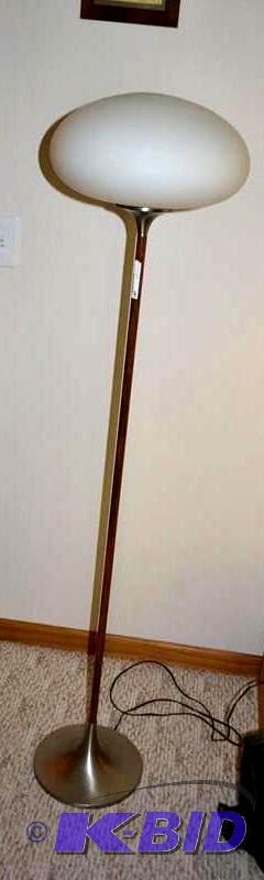 lot 197 image: Brass floor lamp with round globe 56x12"...
