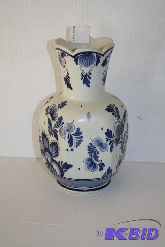 lot 216 image: Delft Vase Hand Painted 10" tall...