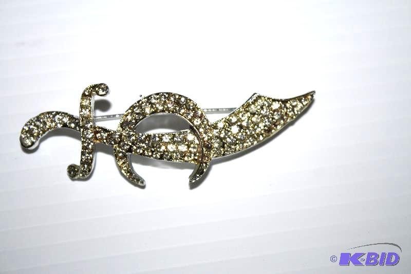 lot 22 image: Beautiful rhinestone Masonic Lodge pin brooch...