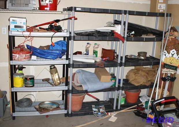 lot 243 image: Plastic shelving units, 18x36x57" Two un...