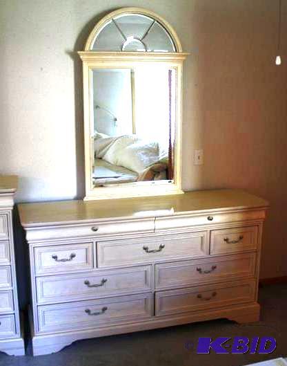 lot 5 image: White Low Profile Dresser with 7 drawers. Als...
