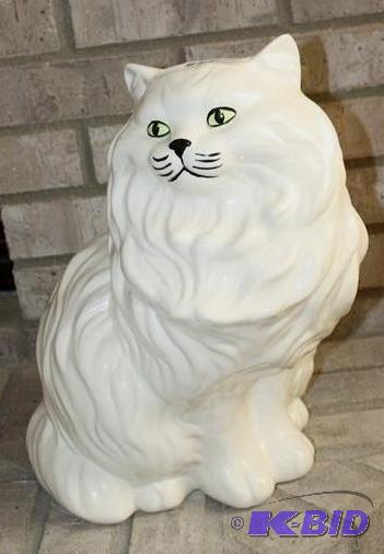 lot 51 image: White ceramic cat 14" tall...