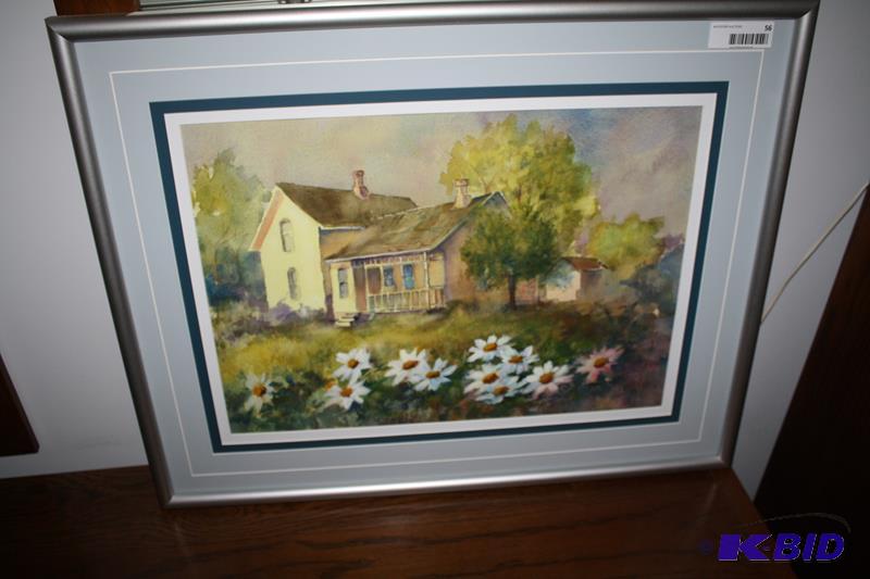 lot 56 image: Signed D. Paul Artwork, framed. House with wh...