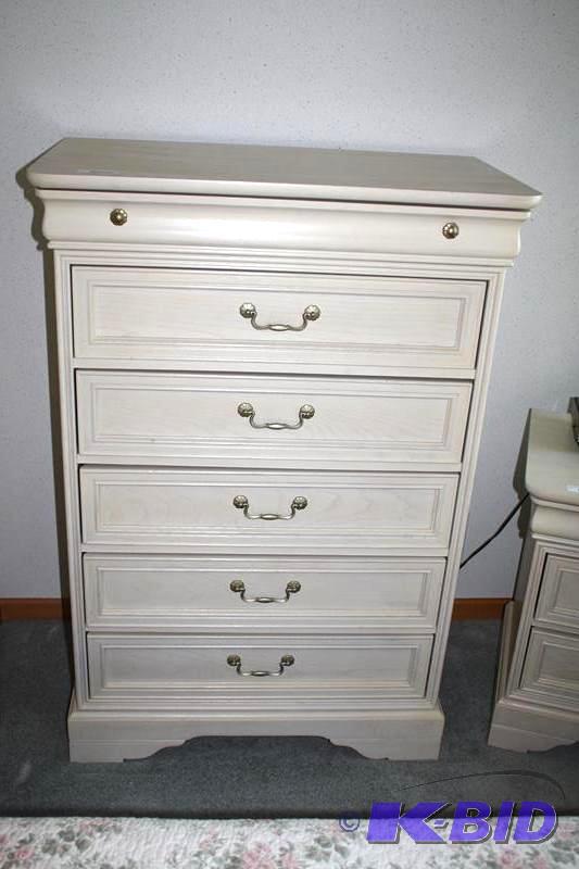 lot 6 image: White Tall 5 drawer Dresser by Lexington - ma...