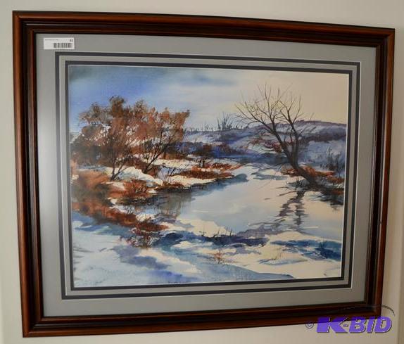 lot 61 image: Framed and &nbspmatted watercolor landscape ...