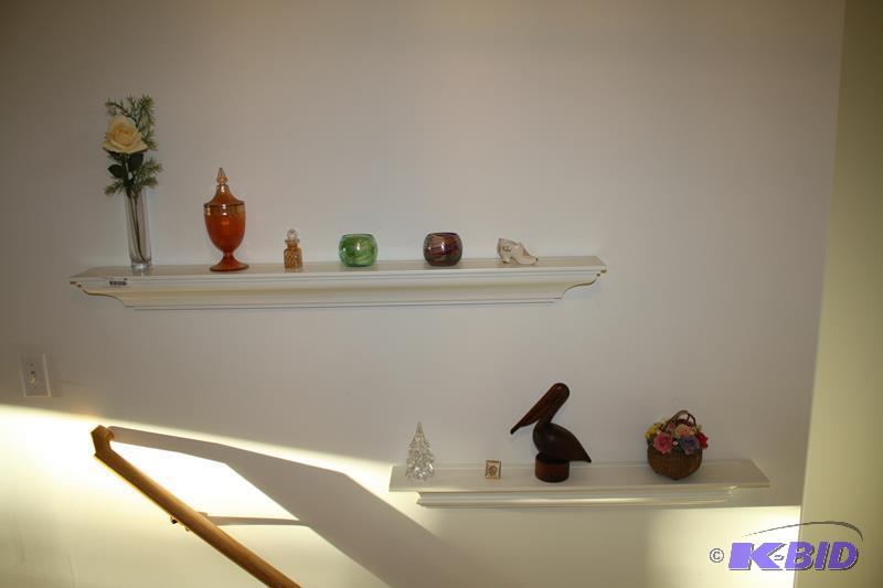 lot 64 image: Crystal rosebud vase  Orange apothecary jar...