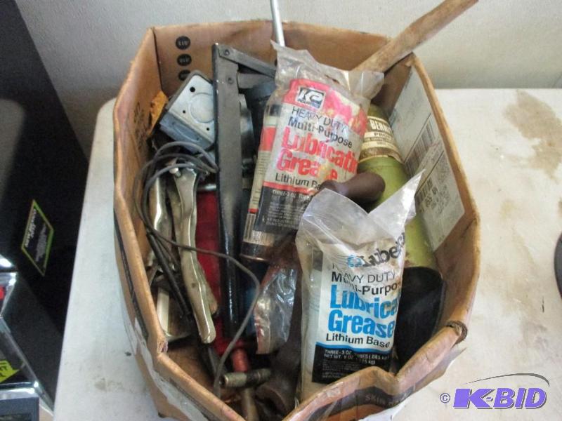 lot 126 image: grease guns, oil filter wrenches...