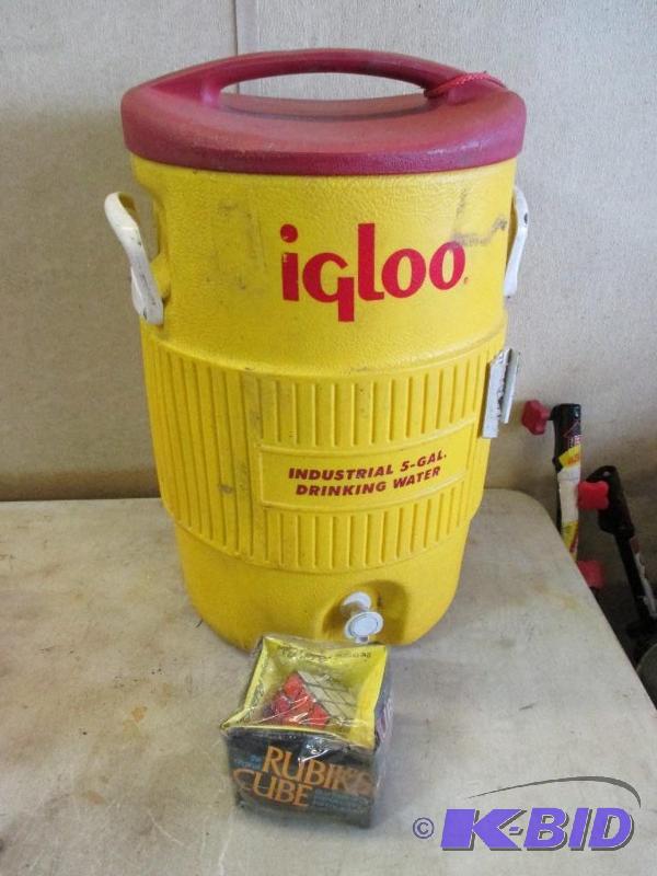 lot 137 image: Igloo cooler, new Rubiks Cube...