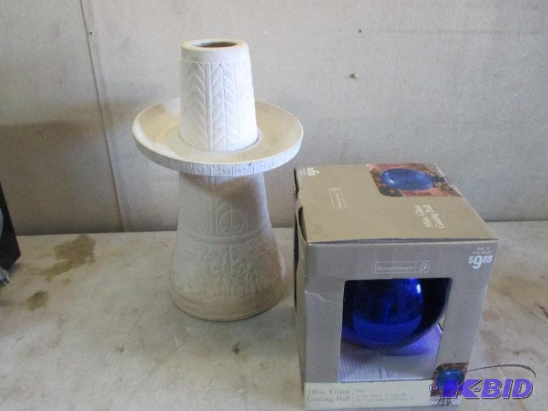 lot 159 image: New Gazing ball and pedestal...