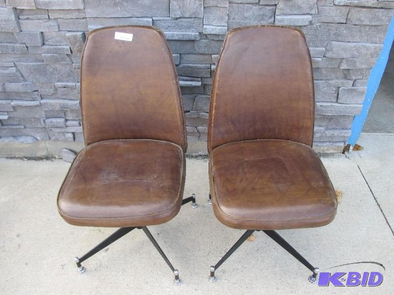 lot 162 image: 2 swivel padded chairs...