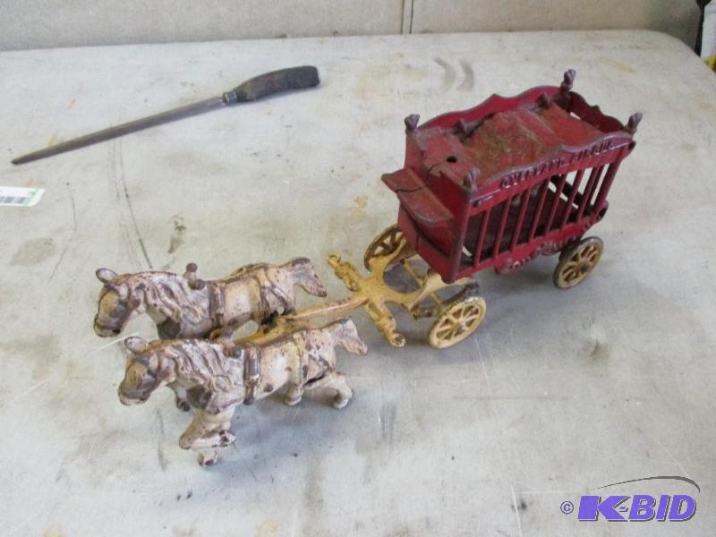 lot 76 image: Antique tin Overland Circus toy...