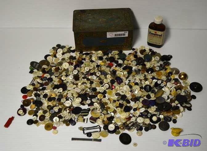 Antique buttons, glass bottle not included. b...