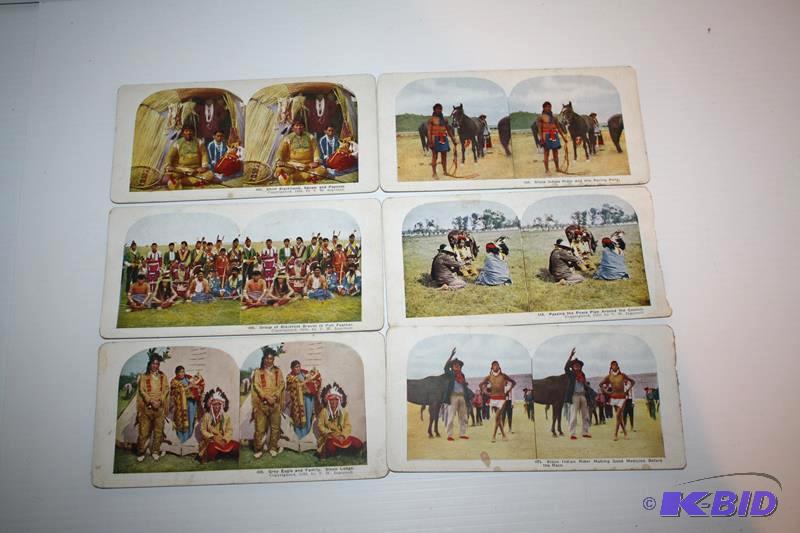 6 rare American Indian stereoscope cards, vie...