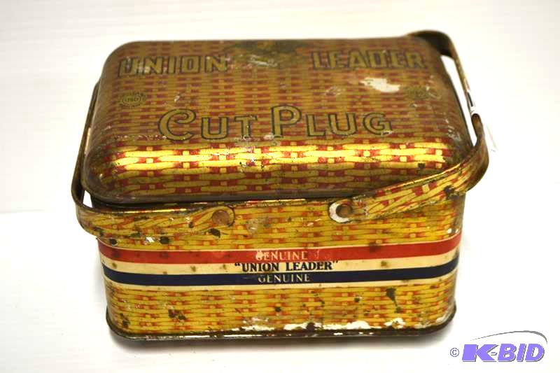 Union Leader Cut plugs tobacco tin 7x5x5&quot...