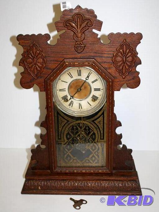 Antique Manhattan key wound clock Butler Brot...