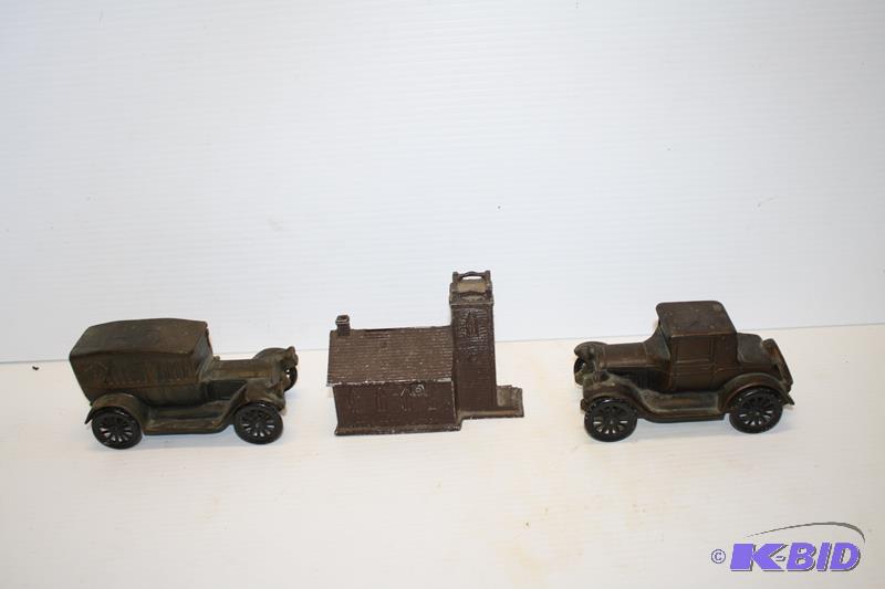 Three metal banks 6&quot long vintage...