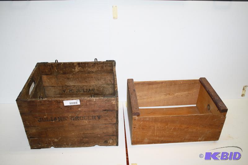 Vintage 2 wood crates Snoboy &amp Julians G...